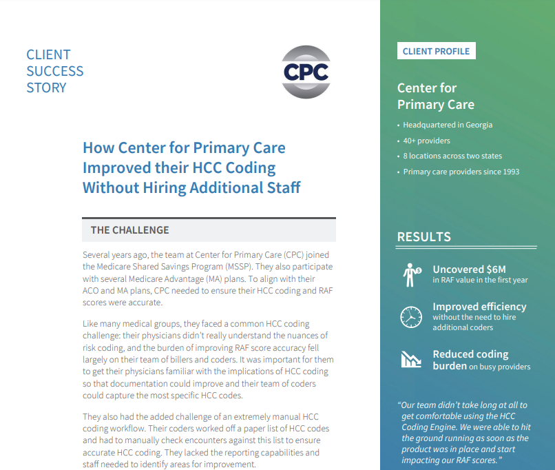 How Center for Primary Care Improved their HCC Coding Without Hiring Additional Staff