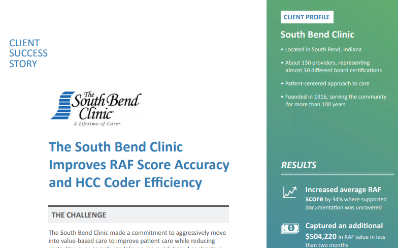 South Bend Clinic Improves RAF Score Accuracy and HCC Coder Efficiency